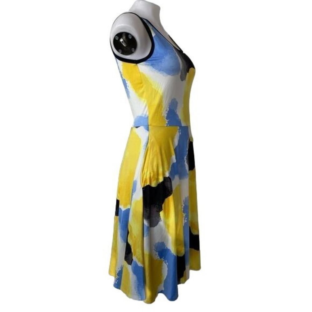 LulaRoe Nicki Dress With Pockets Blue Yellow White Black Maxi Stretchy Dress - Picture 7 of 11